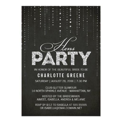 Glitter Look Hens Party Invitation