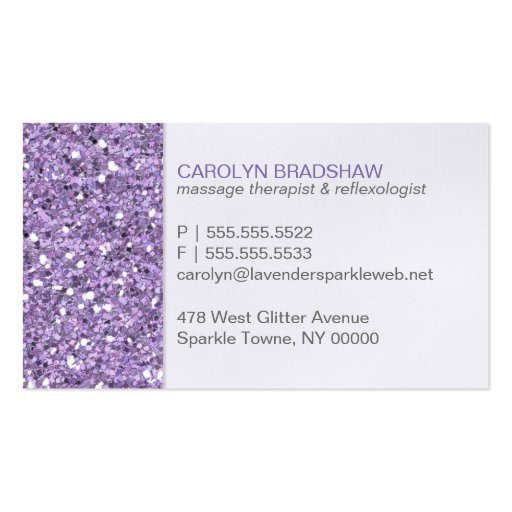 Glitter Look Lavender Business Card (back side)