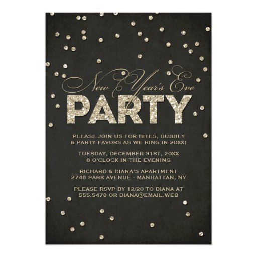 Glitter Look New Year's Eve Party Invitation