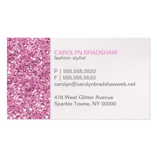 Glitter Look Pink Business Card (back side)