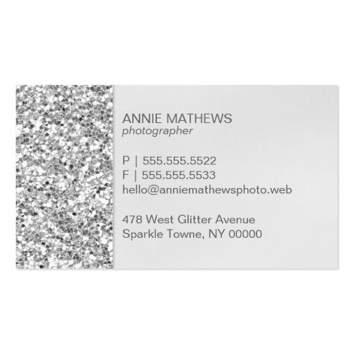 Glitter Look Silver Business Card (back side)