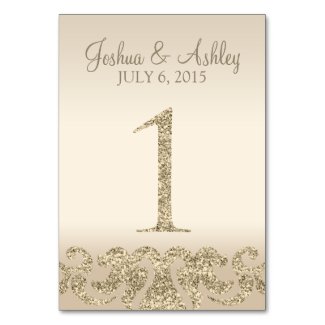 Glitter Look Wedding Table Numbers-Table Card 1 Table Cards