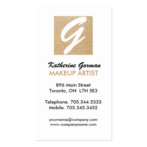 Glitter Makeup Artist Business Cards (back side)