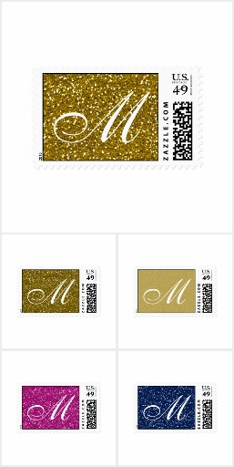  Glitter Monogram Postage Stamps