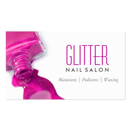 Glitter Nail Salon Manicure - Pink Beauty Stylish Business Card Template (front side)