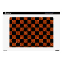 Glitter orange and black checkered pattern 13" laptop skin