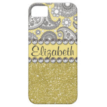 Glitter Paisley Rhinestone Print Pattern iPhone 5 Cover