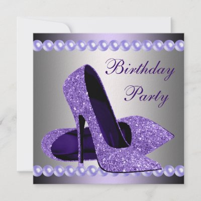 Custom High Heel Shoes on Glitter Pearls Purple High Heels Shoes Birthday Pa Custom Announcement