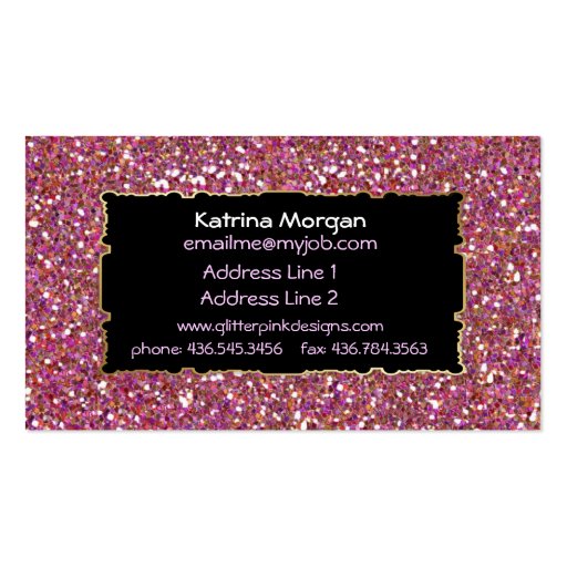 Glitter Pink Elegance Business Cards (back side)