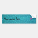 Glitter pink flamingo turquoise glitter bumper sticker
