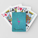 Glitter pink flamingo turquoise glitter playing cards