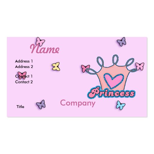 Glitter Princess Design Business Card (front side)
