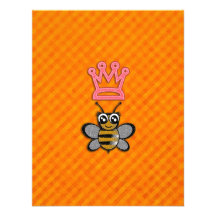 Glitter Queen Bee on Orange flannel background Personalized Announcements