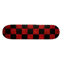 Glitter red and black checkered pattern custom skateboard