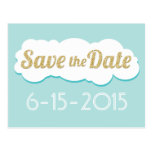 Glitter Save The Date Postcard Aqua