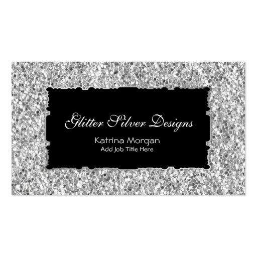 Glitter Silver Elegance Business Cards (front side)