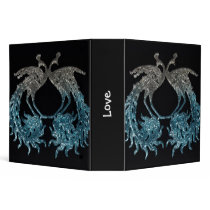 Glitter Sliver and Blue Peacock Vinyl Binder