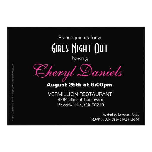 Glitter Stiletto Champagne Girls Night Out fuschia Announcement