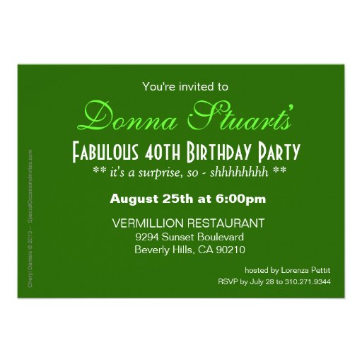 Glitter Stiletto Zebra 40 & Fabulous Birthday Personalized Invitation