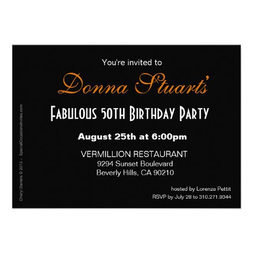 Glitter Stiletto Zebra 50 & Fabulous Birthday gold Custom Invitations