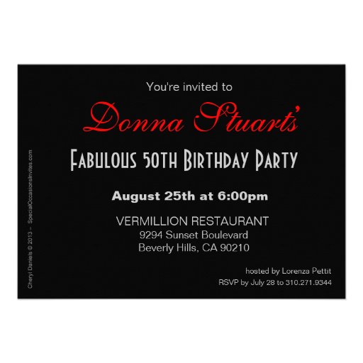 Glitter Stiletto Zebra 50 & Fabulous Birthday red Cards