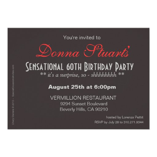 Glitter Stiletto Zebra 60 & Sensational Birthday Personalized Invites