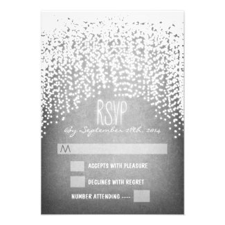glitter string lights wedding RSVP cards