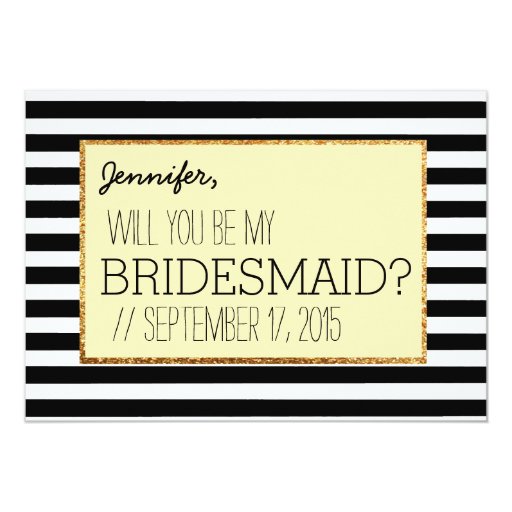 Glitter Stripes Will You Be My Bridesmaid Invite