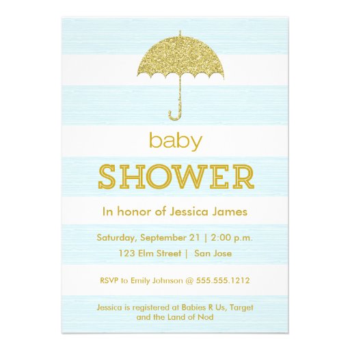 Glitter umbrella baby shower invitation