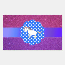 Glitter unicorn rectangular stickers