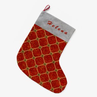 Glittered and Plumed Large Christmas Stocking