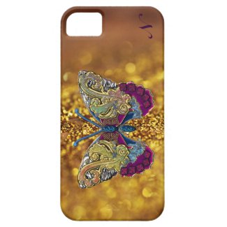 Glittering Gold Butterfly Monogrammed iPhone Case