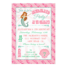Glittering  Mermaid Birthday Party Invitation