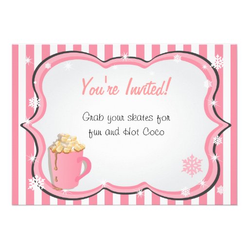 Glittering Sequin Pink Ice Skating Party Invites