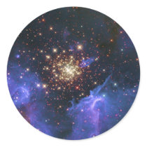 Glittering Star Cluster and Interstellar Gas Cloud Round Stickers