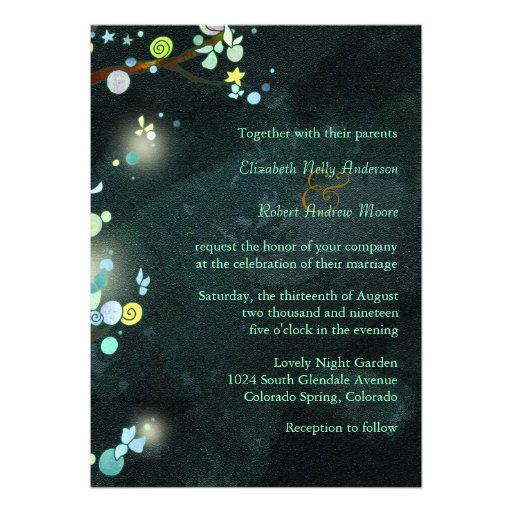 Glittering Trees in Elven Forest Monogram Wedding Custom Announcement