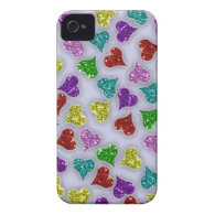 Glitters Hearts On White Background iPhone 4 Case-Mate Cases