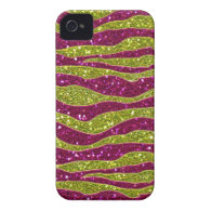 Glitters Yellow Pink Zebra Stripes iPhone 4 Cases
