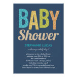 Glittery Baby Shower Invitation - Boy invitations