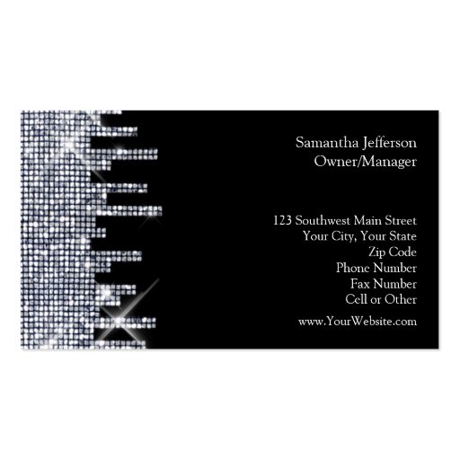 Glittery Black/Silver Glamour Business Cards (back side)