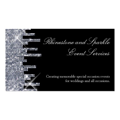 Glittery Black/Silver Glamour Business Cards (front side)