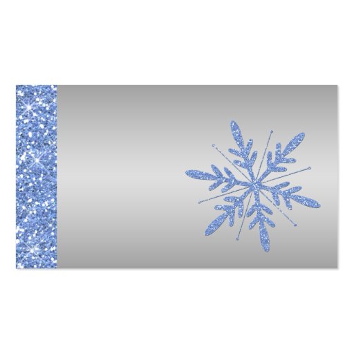 Glittery Blue and Silver Snowflakes Placecards Business Card Templates (back side)