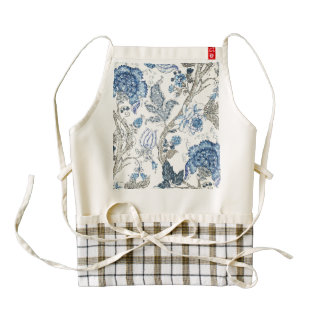 Glittery Blue Floral on Winter White Zazzle HEART Apron