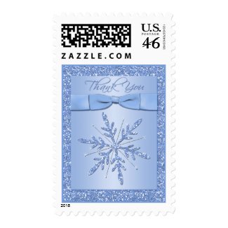 Glittery Blue Snowflake Thank You Postage stamp