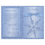 Glittery Blue Snowflake Wedding Program Custom Flyer