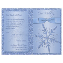 Glittery Blue Snowflake Wedding Program Custom Flyer