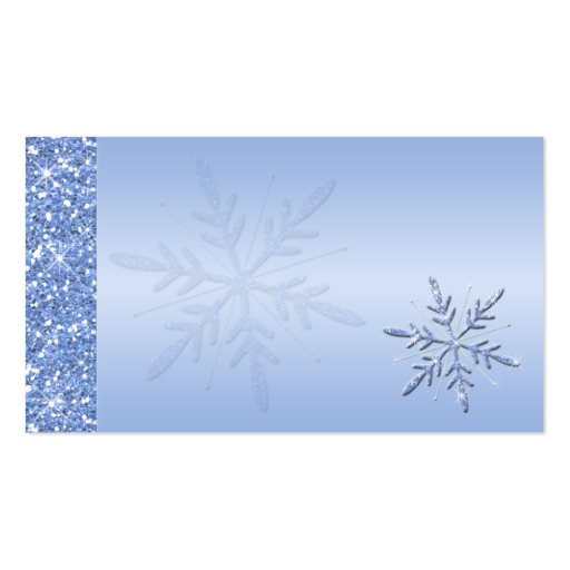 Glittery Blue Snowflakes Placecards Business Card Template (back side)