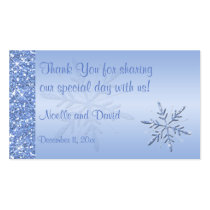 Glittery Blue Snowflakes Wedding Favor Tag Business Card Template