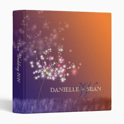 Glittery Evening Dandelion Wedding 3 Ring Binder