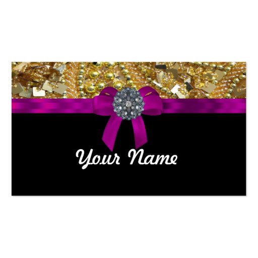 Glittery gold & black business cards (front side)